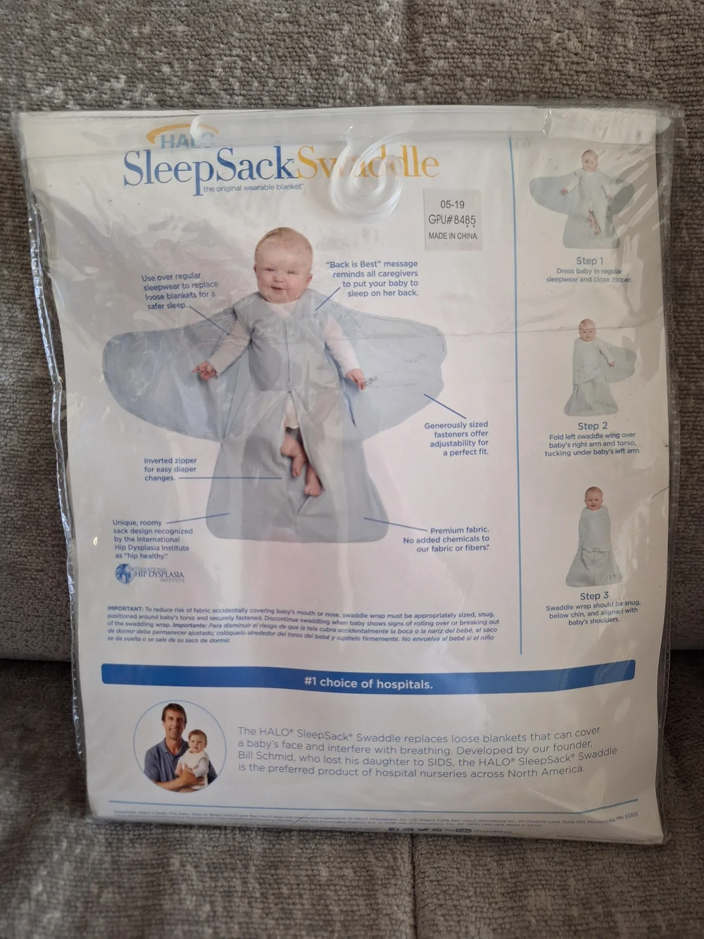 Halo Cream Sleep Sack Swaddle with Wrap-Style Front Size NB - Picture 5 of 5
